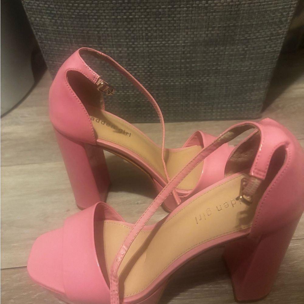 Madden Girl Pink Block Heel Sandals